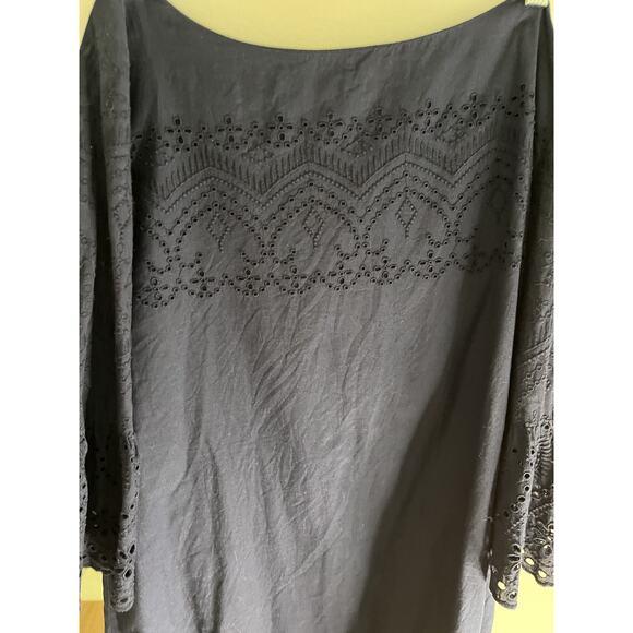 Loft Womens L Navy Shift Dress Cotton Eyelet  Lightweight Career Occasion - Picture 3 of 9